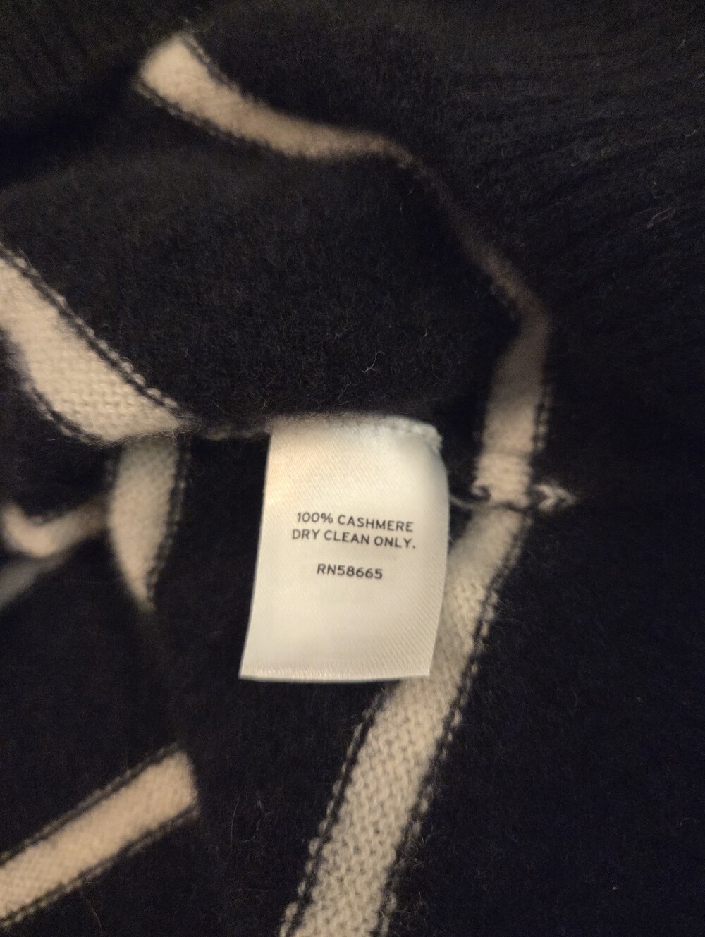 CASLON Black White Striped 100% Cashmere Crewneck Sweater Women's Size XL - Picture 11 of 13